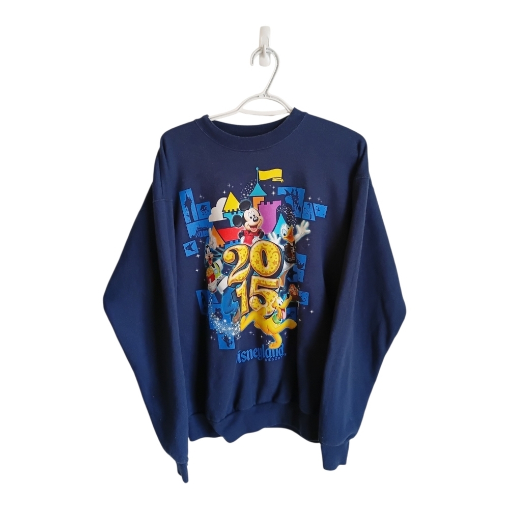 Disneyland 60th Anniversay Navy Blue Crewneck Sweatshirt with Colorful Graphic L